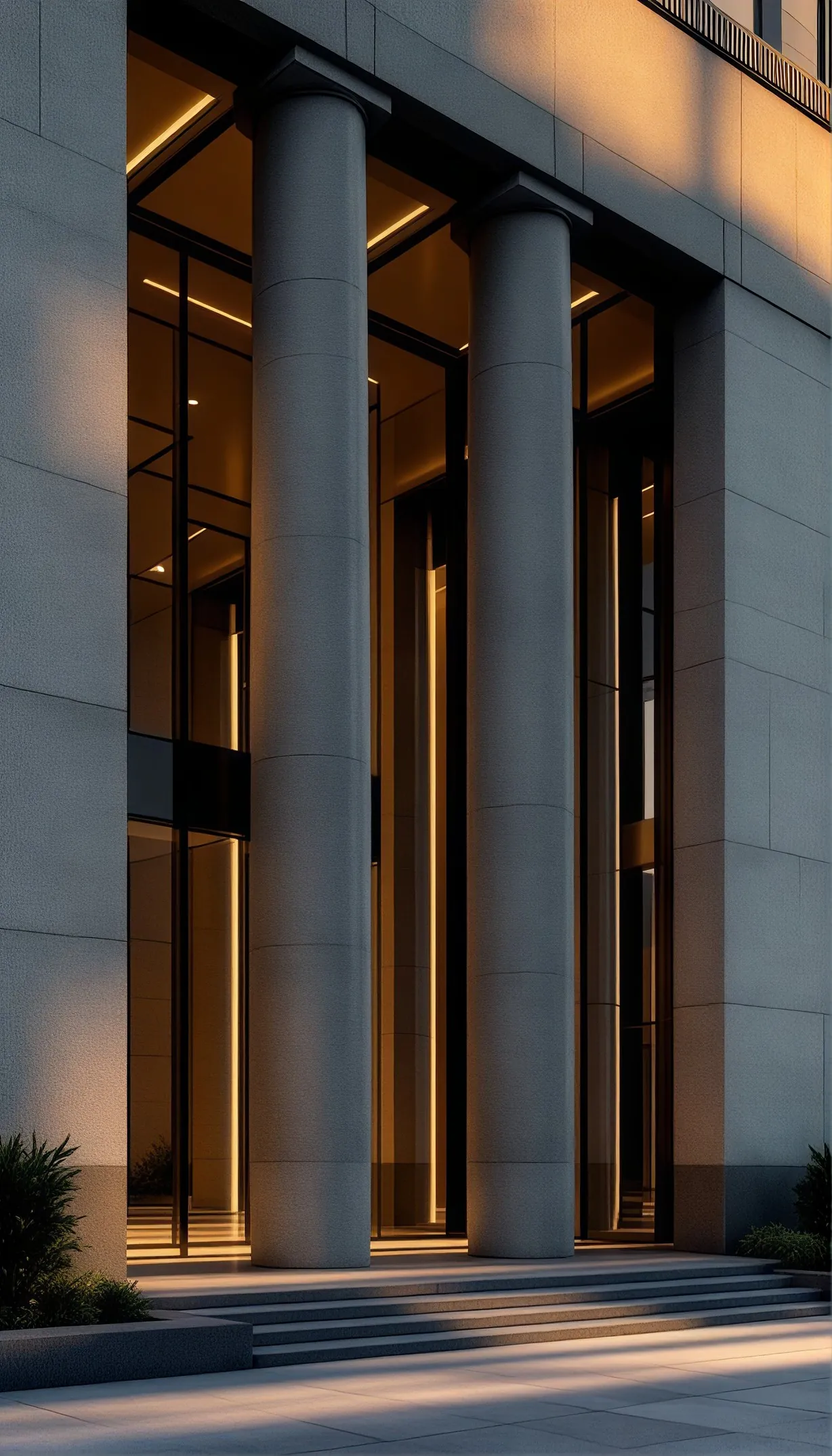 Colonnaded entrance of an institutional building